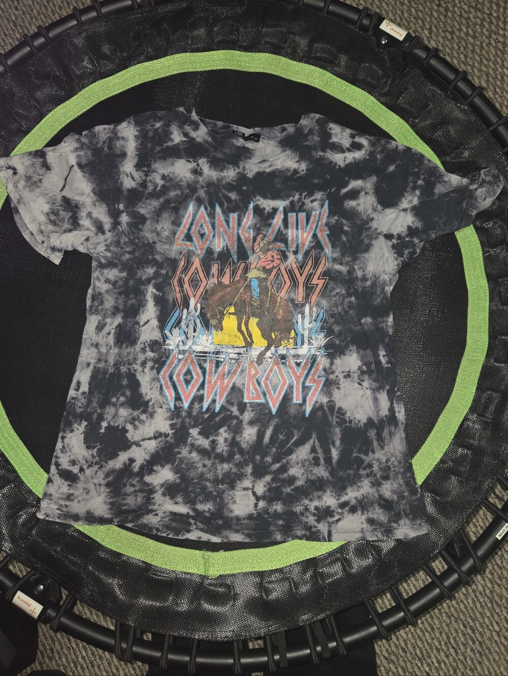 Long Live Cowboys Tie-Dye Graphic Tee - Black/Gray